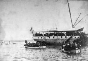 Dutch troops landing at sanur during the dutch intervention in bali